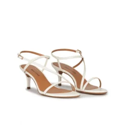 Laquenda Strappy mid heeled sandals in off-white leather