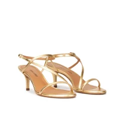 Laquenda Strappy mid stiletto heel sandals in gold leather