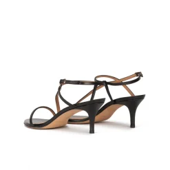 Laquenda Strappy mid stiletto heel sandals in black leather