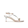 Laquenda Strappy mid-heeled sandals in silver metallic leather