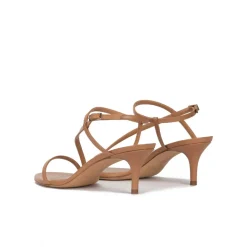 Laquenda Strappy mid-heeled sandals in camel leather