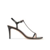 Leonique T-bar mid heel sandals in black leather