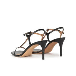 Leonique T-bar mid heel sandals in black leather