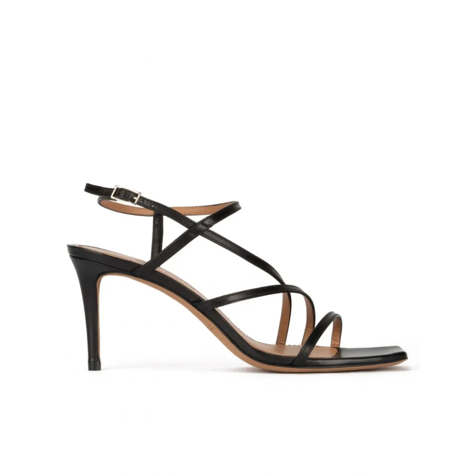 Marinique Mid heel sandals in black leather