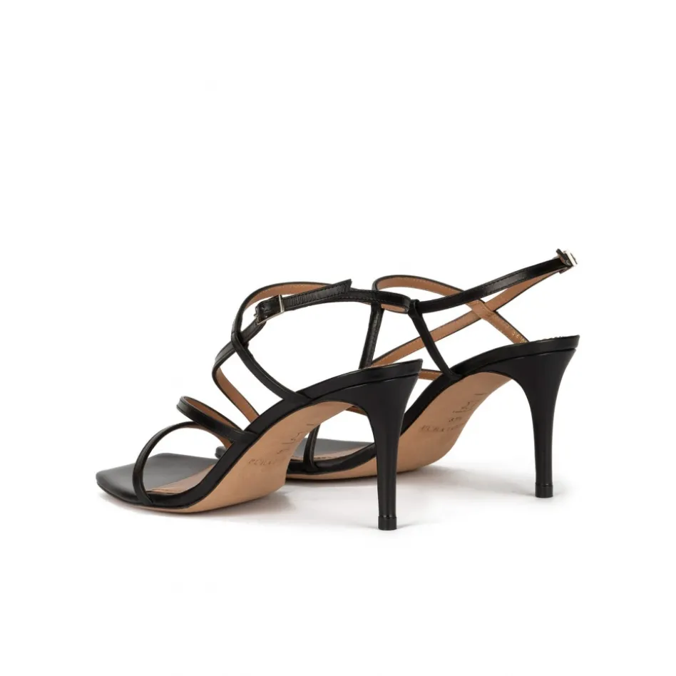 Marinique Mid heel sandals in black leather