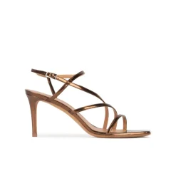 Marinique Mid heel squared-off toe sandals in bronze leather