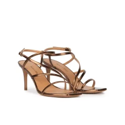 Marinique Mid heel squared-off toe sandals in bronze leather