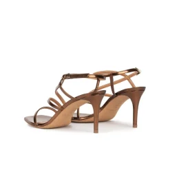 Marinique Mid heel squared-off toe sandals in bronze leather