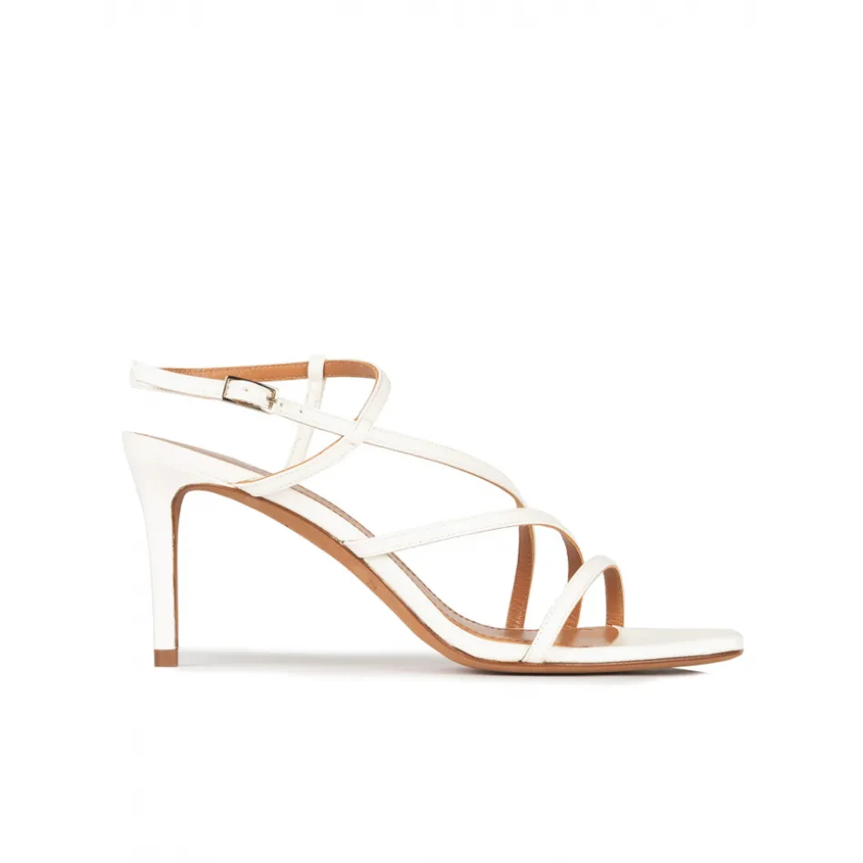 Marinique Off-white leather strappy mid heel sandals