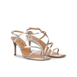 Marinique Silver mid heel squared-off toe sandals