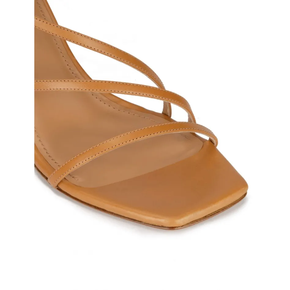 Marinique Strappy mid heel sandals in camel leather