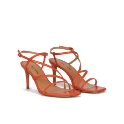 Marinique Strappy squared-off toe mid heel sandals in orange leather