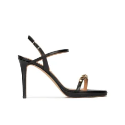 Marquel Crystal embellished platform heeled sandals in black calf leather