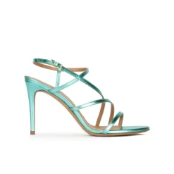 Marquesa Aquamarine high heel sandals with metallic leather straps