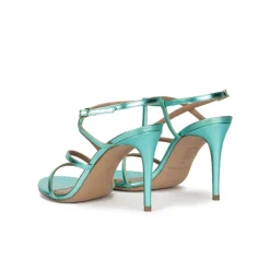 Marquesa Aquamarine high heel sandals with metallic leather straps