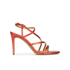 Marquesa High stiletto heel sandals in coral metallic leather