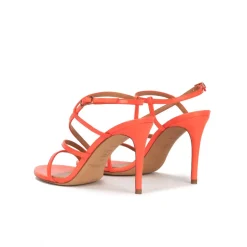 Marquesa Strappy high stiletto heel sandals in coral pink leather