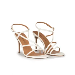 Marquesa Strappy stiletto heel sandals in off-white leather