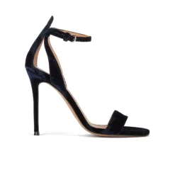 Martina Ankle strap high heel sandals in night blue velvet