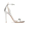 Martina Ankle strap high heel sandals in silver metallic leather