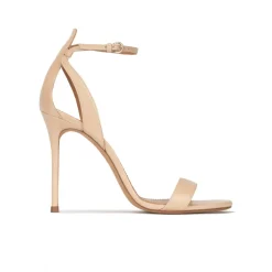 Martina Ankle strap high heel sandals in beige leather