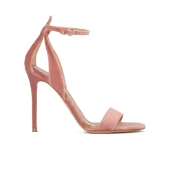 Martina Ankle-strap high heel sandals in nude velvet