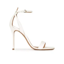 Martina Ankle-strap high stiletto heel sandals in off-white leather
