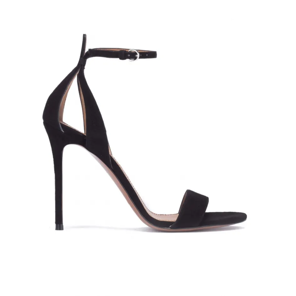 Martina Black suede sandals with ankle strap