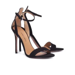 Martina Black suede sandals with ankle strap
