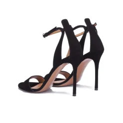 Martina Black suede sandals with ankle strap