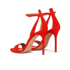 Martina High heel ankle strap sandals in red suede
