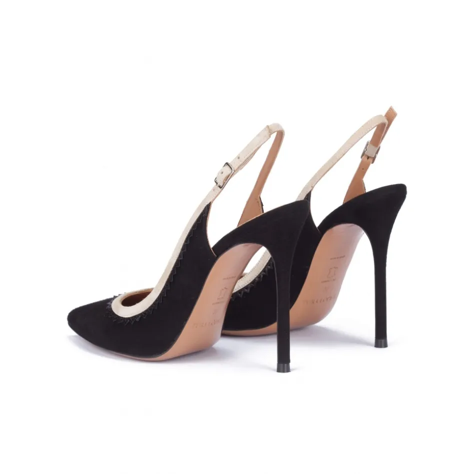 Melany Black heeled slingback pumps
