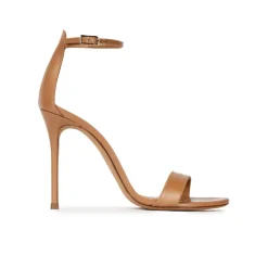 Monique Ankle strap heeled sandals in camel leather
