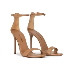 Monique Ankle strap heeled sandals in camel leather