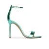 Monique Aquamarine heeled sandals in metallic leather