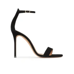 Monique Black suede ankle strap high heel sandals