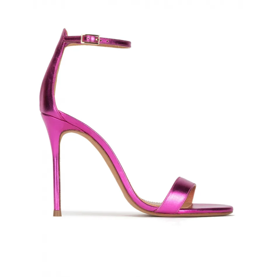 Monique Fuchsia heeled sandals in metallic leather