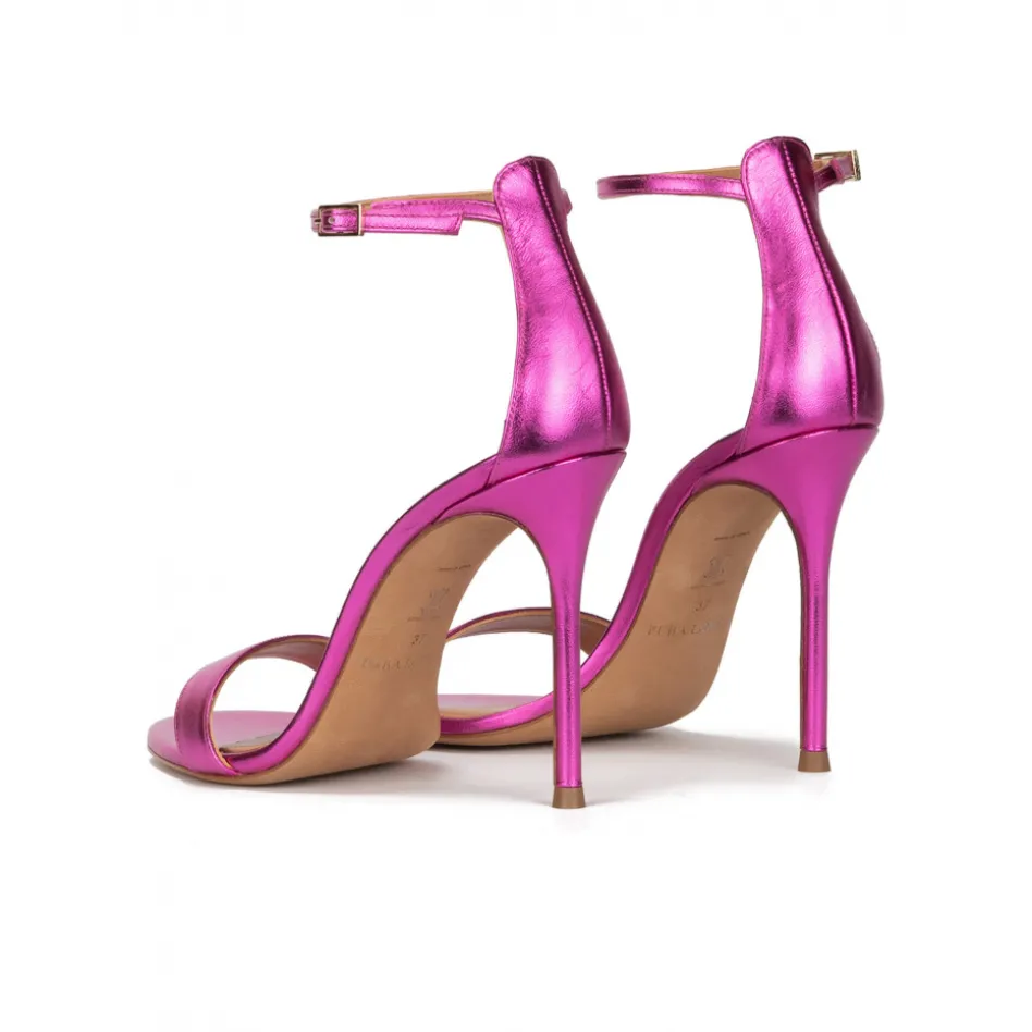 Monique Fuchsia heeled sandals in metallic leather