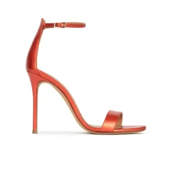 Monique High heel sandals in coral pink metallic leather