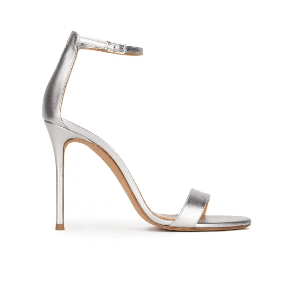 Monique Silver leather high heel sandals