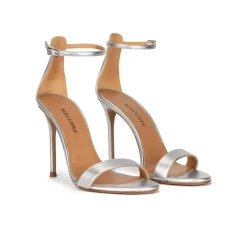 Monique Silver leather high heel sandals