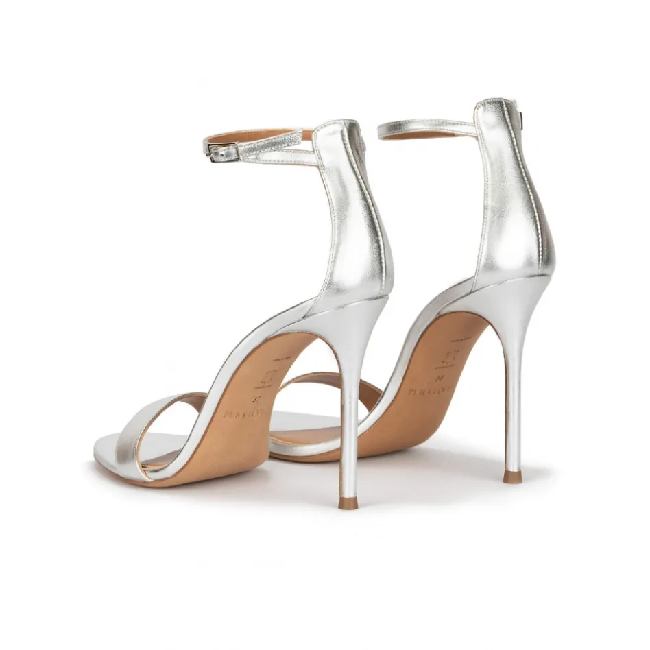 Monique Silver leather high heel sandals