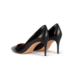 Oana Point-toe mid heel pumps in black leather