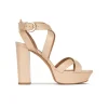 Olaya Strappy high platform sandals in beige leather