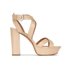 Olaya Strappy high platform sandals in beige leather