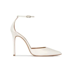 Olesia Ankle strap heeled pumps in off-white leather