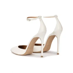 Olesia Ankle strap heeled pumps in off-white leather