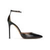 Olesia Ankle strap high heel pumps in black leather