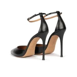 Olesia Ankle strap high heel pumps in black leather