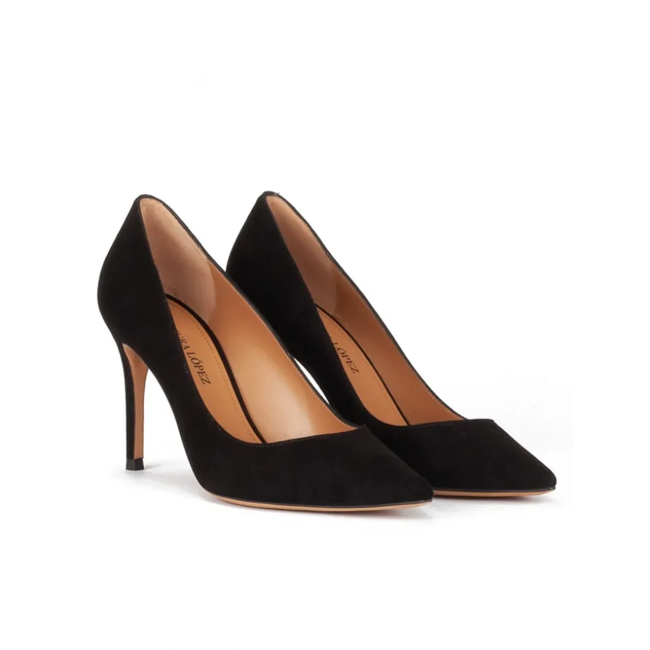 Olga Black suede point-toe classic heels